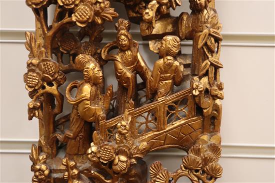 A 20th century Chinese carved giltwood temple carving H.62cm